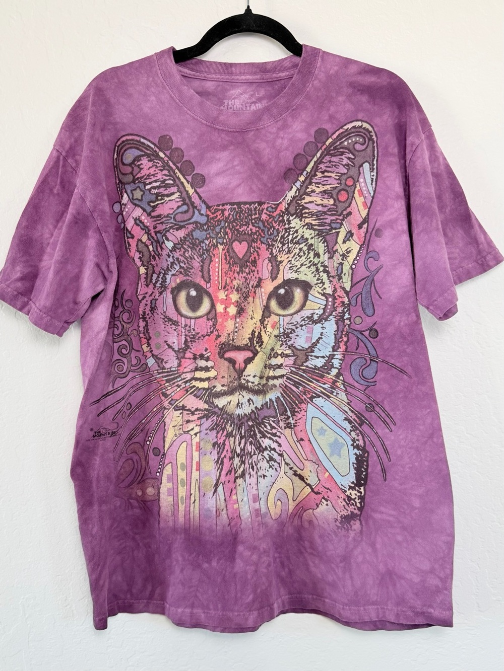 The Mountain Purple Tie-Dye Cat Graphic T-Shirt Mens/Womens Size L